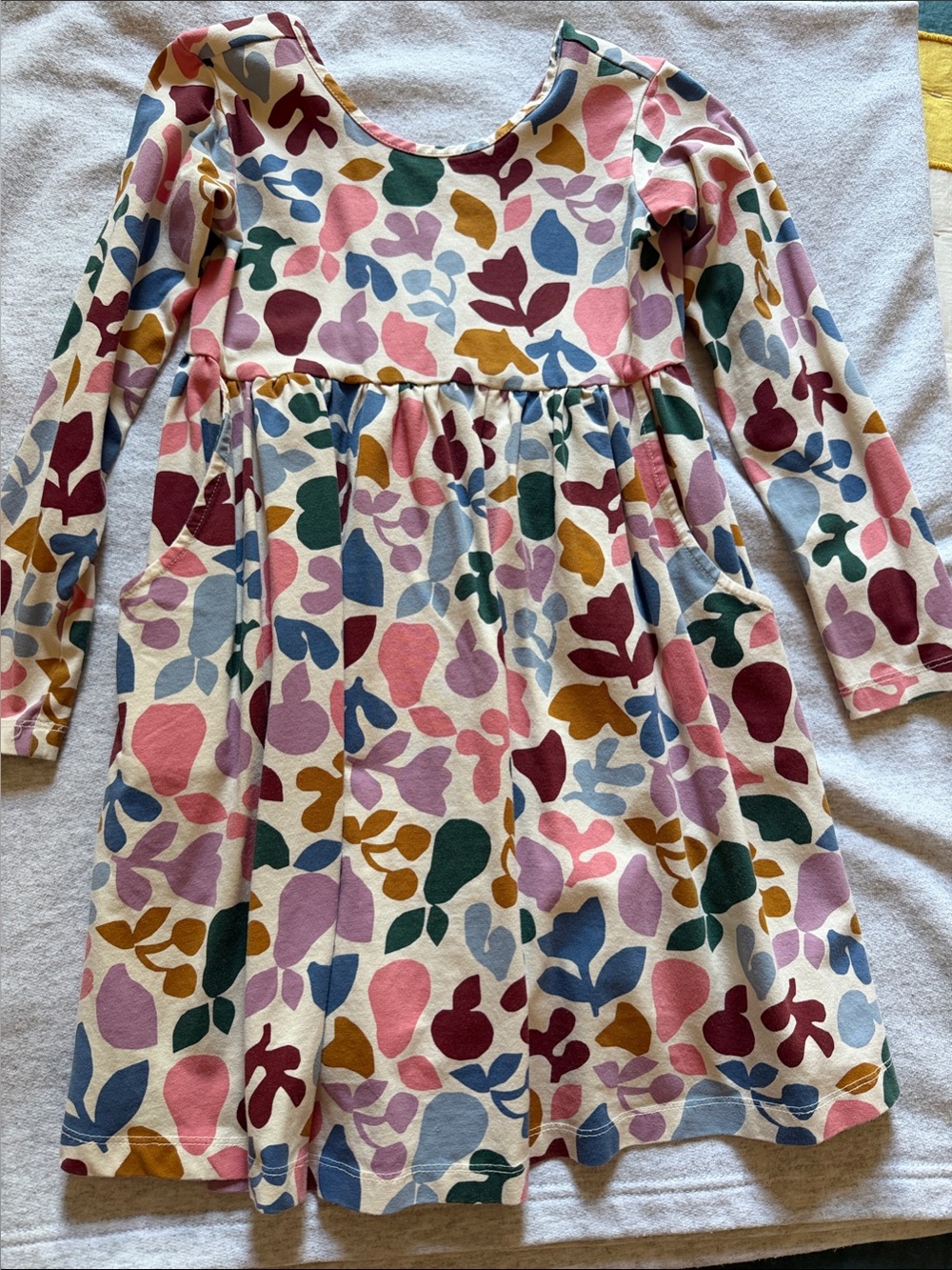 Hanna Andersson swing dress with colorful fall floral print